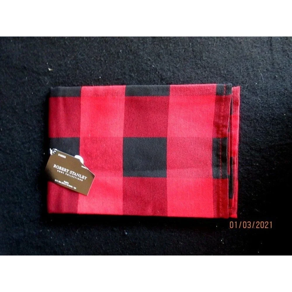NWT Robert Stanley Northwood Lodge 4 Napkins Red/Black Buffalo‎ Check Plaid